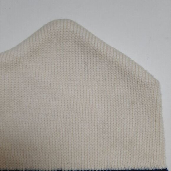 Retro 80's GORDINI 100% Wool Intarsia Stripe Pattern Knit Beanie Hat White OS - Picture 5 of 15